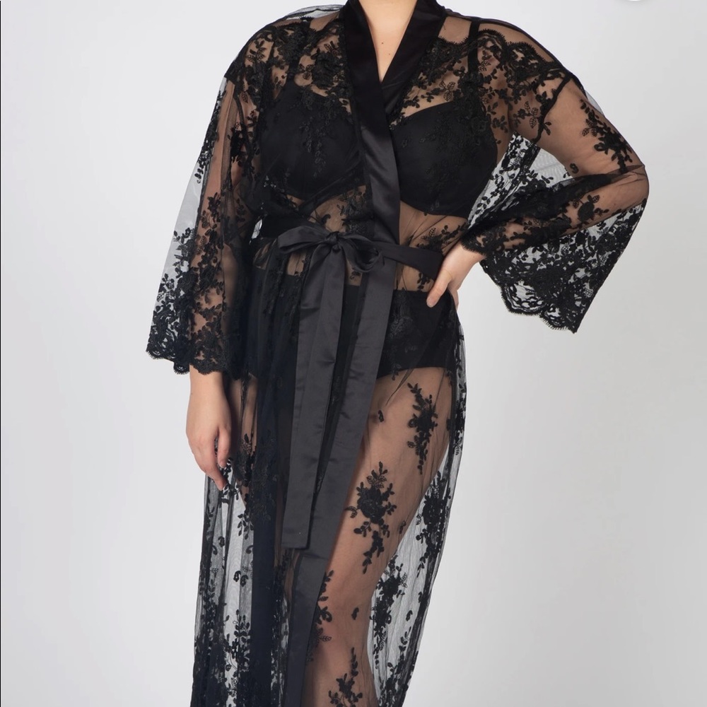 Rya Collection Black Lace Robe Size 3X